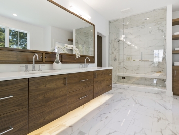 Gorgeous mid-century modern look to this new bathroom Luxury bathroom remodel San Jose - modern design
